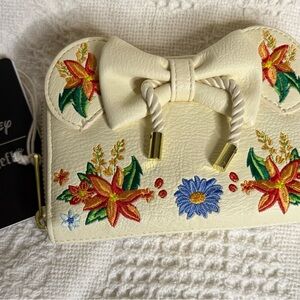 Loungefly Cream Wallet with Floral Embroidery